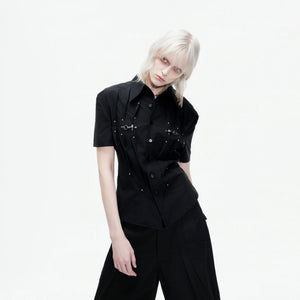 Pleated Waist-Cinched Short-Sleeve Shirt | Avant-Garde - main image 5