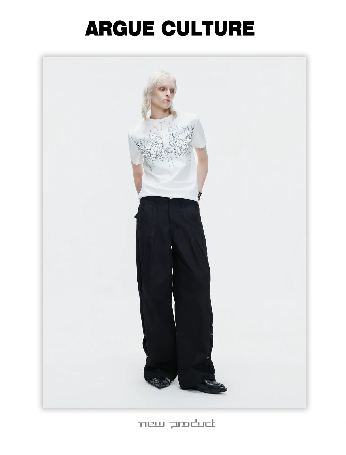 Pleated Rivet Straight-Leg Jeans | Cotton Denim - description image 3
