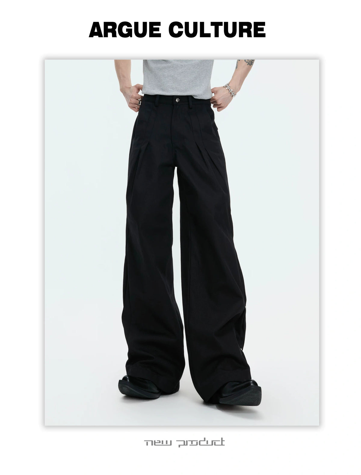 Pleated Rivet Straight-Leg Jeans | Cotton Denim - description image 5