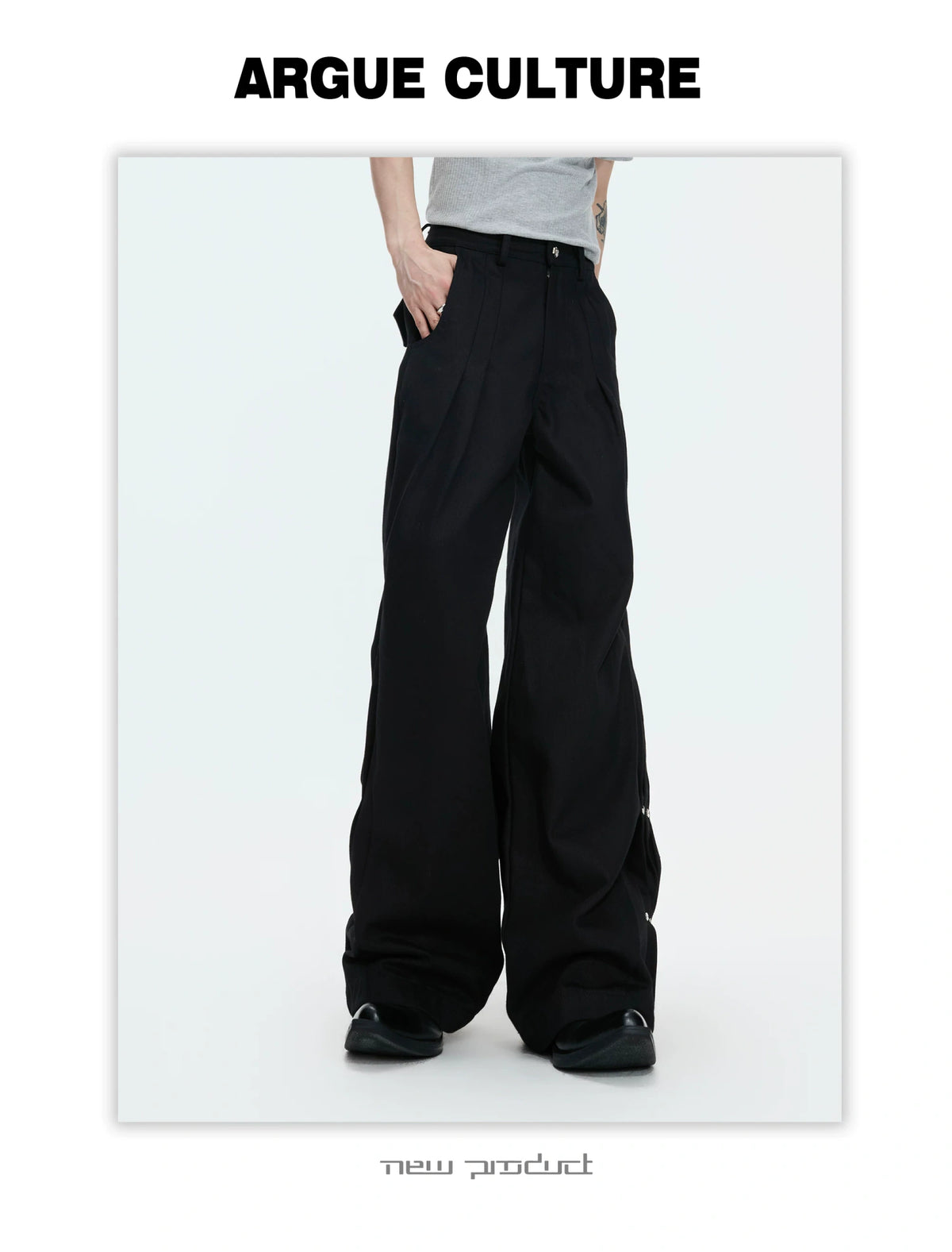 Pleated Rivet Straight-Leg Jeans | Cotton Denim - description image 6