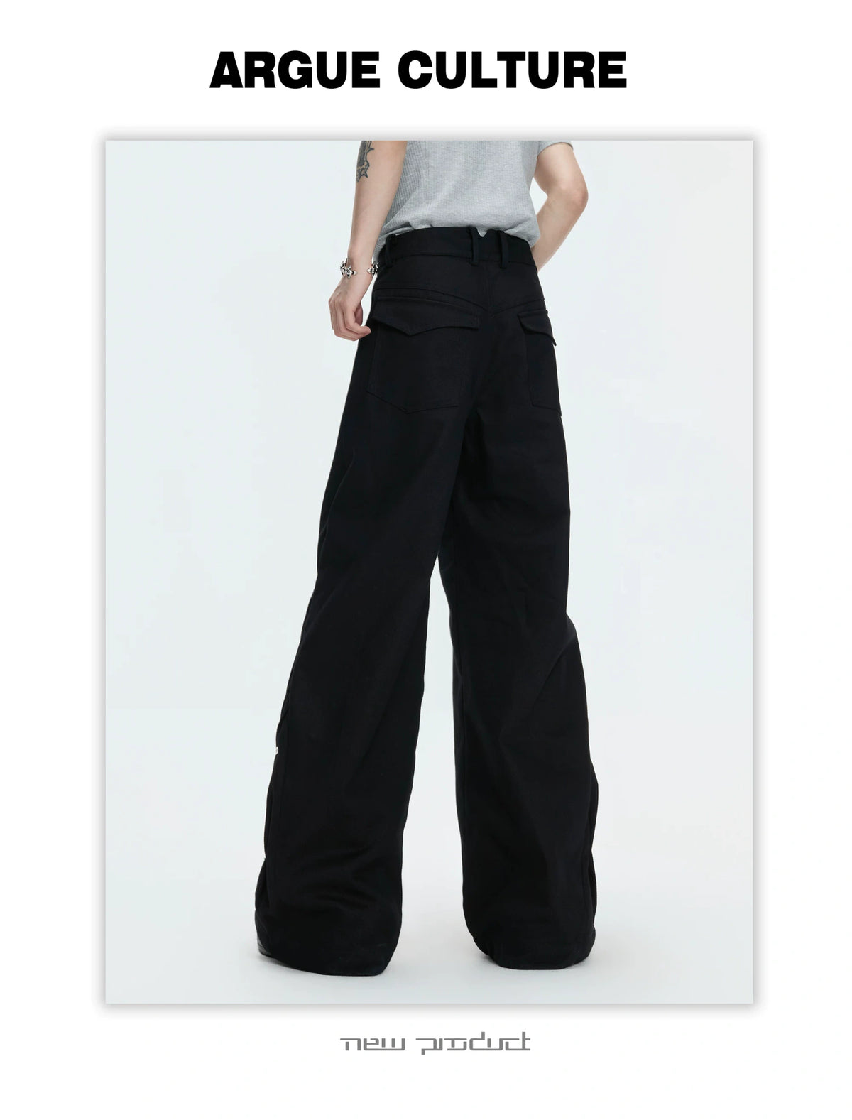 Pleated Rivet Straight-Leg Jeans | Cotton Denim - description image 10