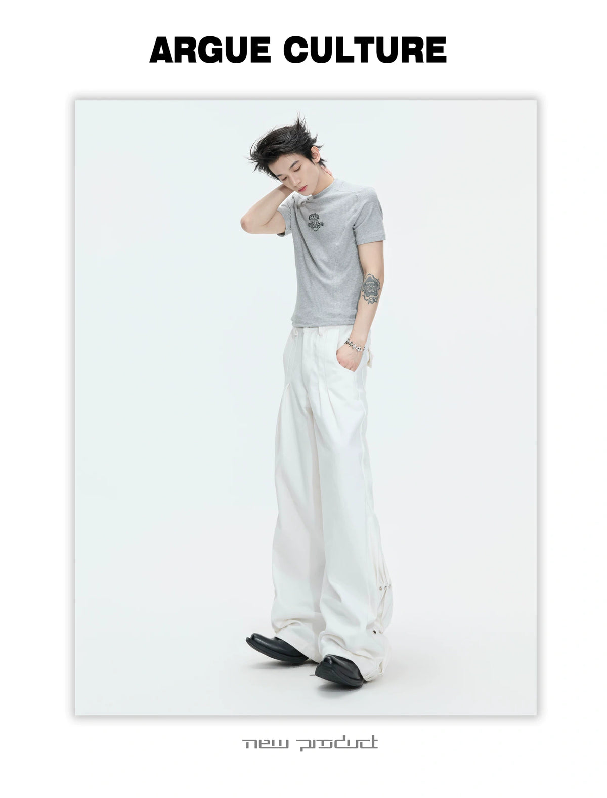 Pleated Rivet Straight-Leg Jeans | Cotton Denim - description image 11