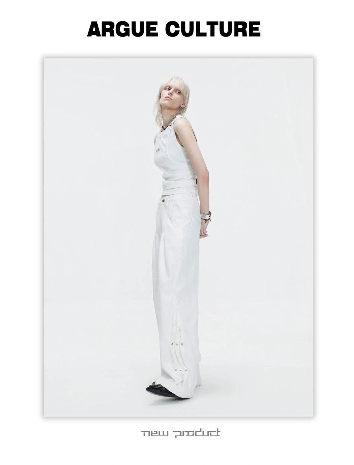 Pleated Rivet Straight-Leg Jeans | Cotton Denim - description image 12