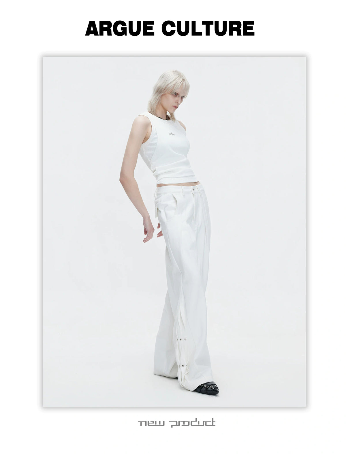 Pleated Rivet Straight-Leg Jeans | Cotton Denim - description image 13