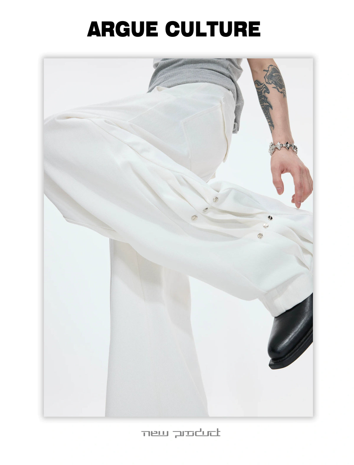 Pleated Rivet Straight-Leg Jeans | Cotton Denim - description image 18