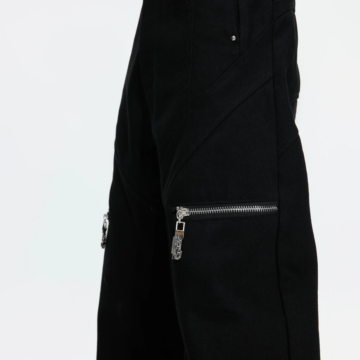 Black Metal Zip Flare Jeans | Low-Rise Denim Pants - main image 5