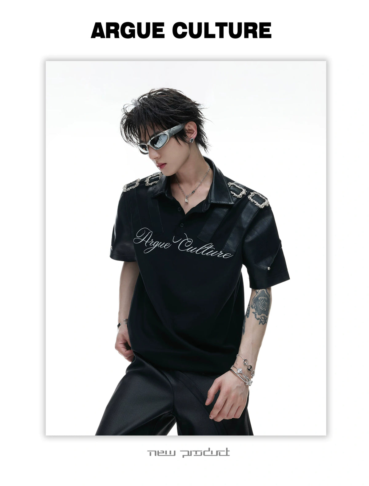 Embroidered Contrast-Collar Relaxed Polo Shirt - description image 3