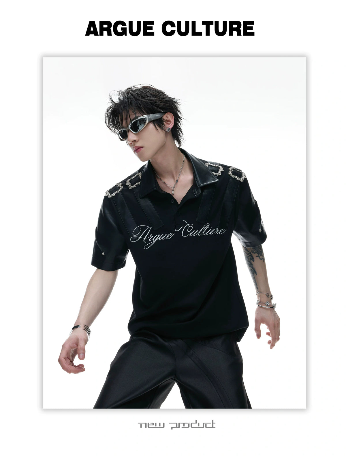 Embroidered Contrast-Collar Relaxed Polo Shirt - description image 4