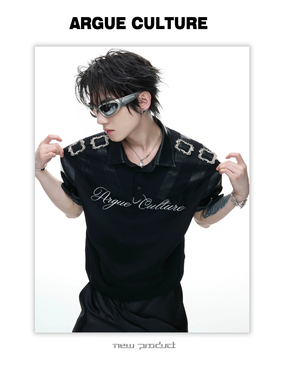 Embroidered Contrast-Collar Relaxed Polo Shirt - description image 6