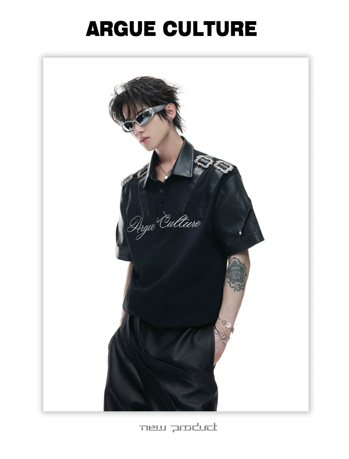 Embroidered Contrast-Collar Relaxed Polo Shirt - description image 7
