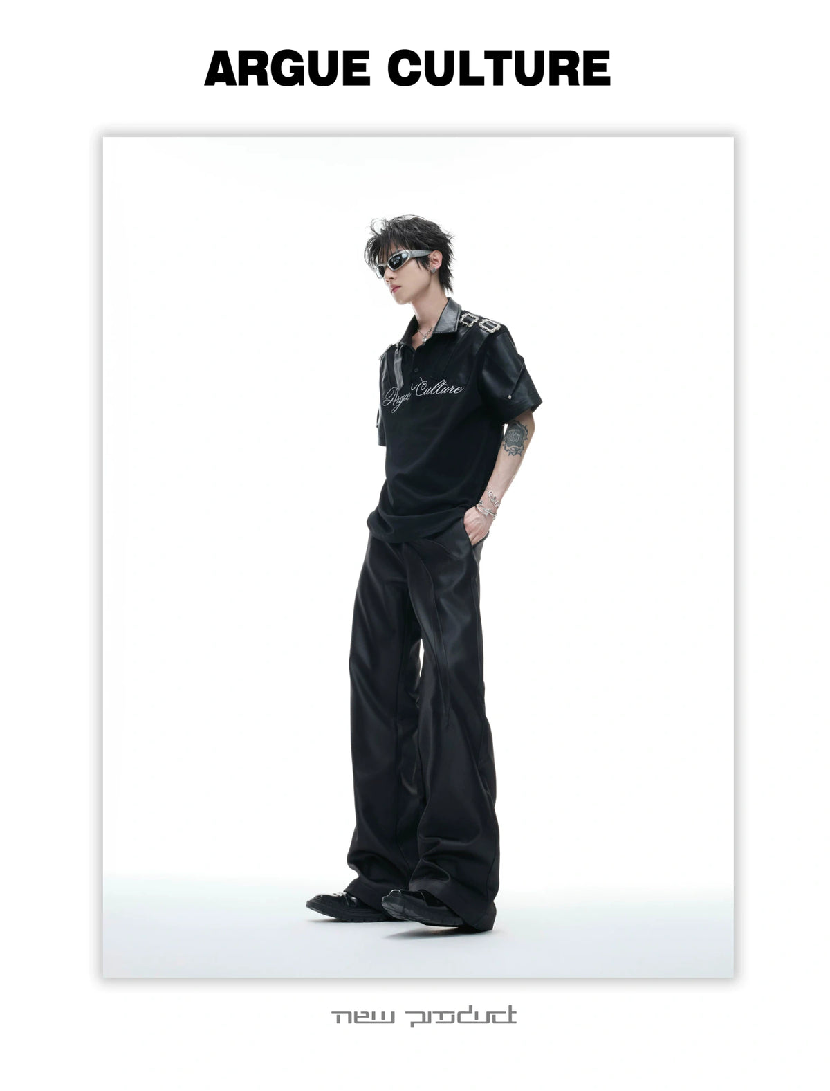 Embroidered Contrast-Collar Relaxed Polo Shirt - description image 10