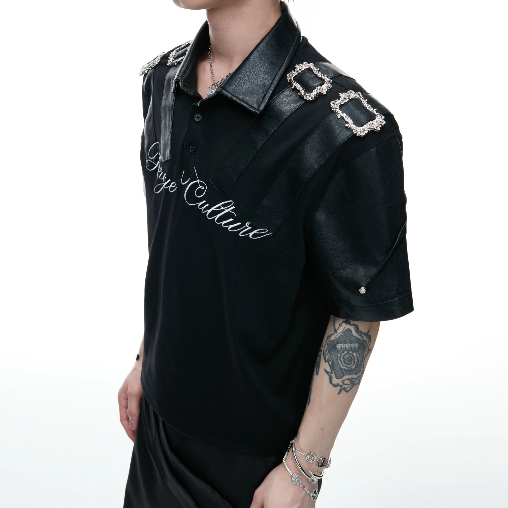 Embroidered Contrast-Collar Relaxed Polo Shirt - main image 2