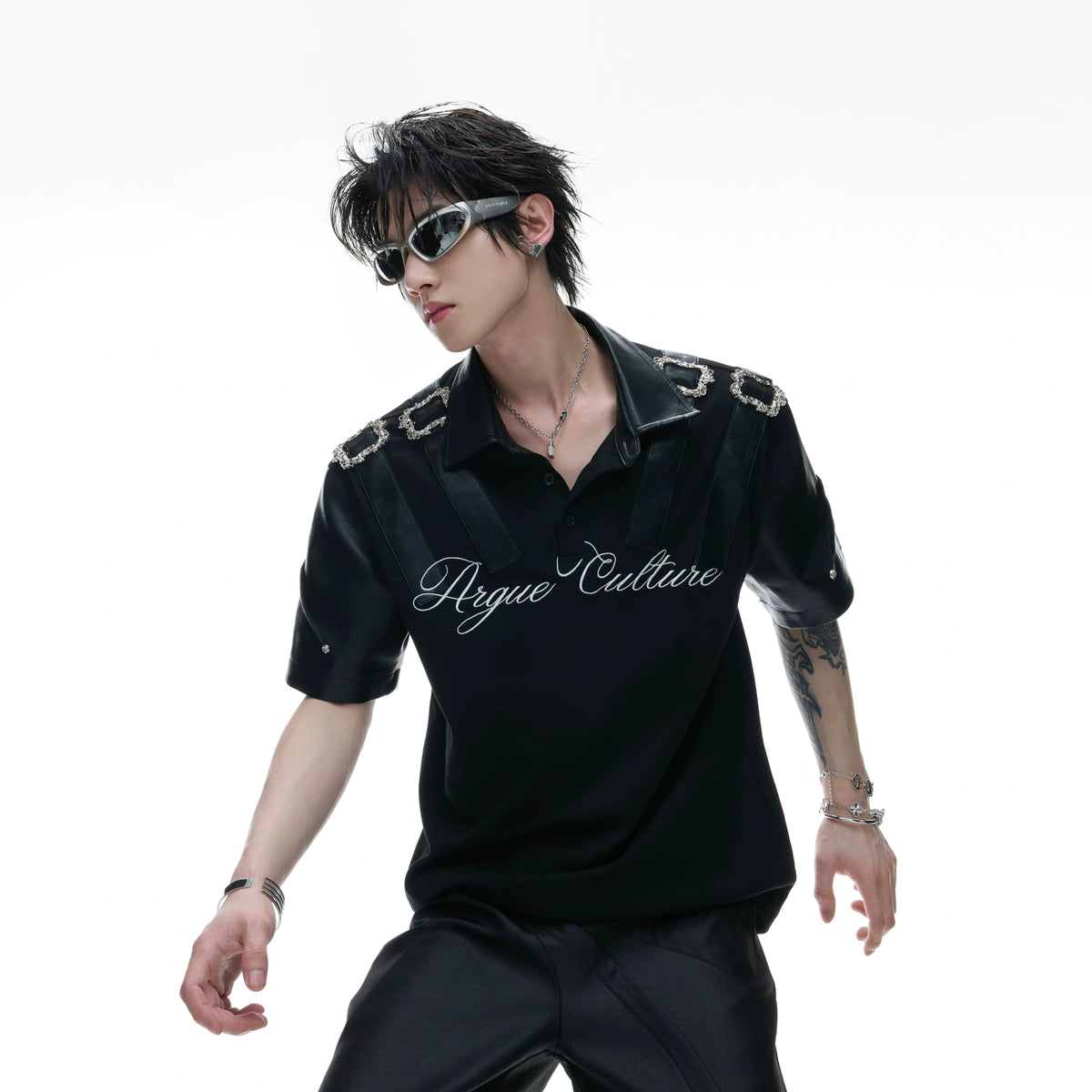 Embroidered Contrast-Collar Relaxed Polo Shirt - main image 3