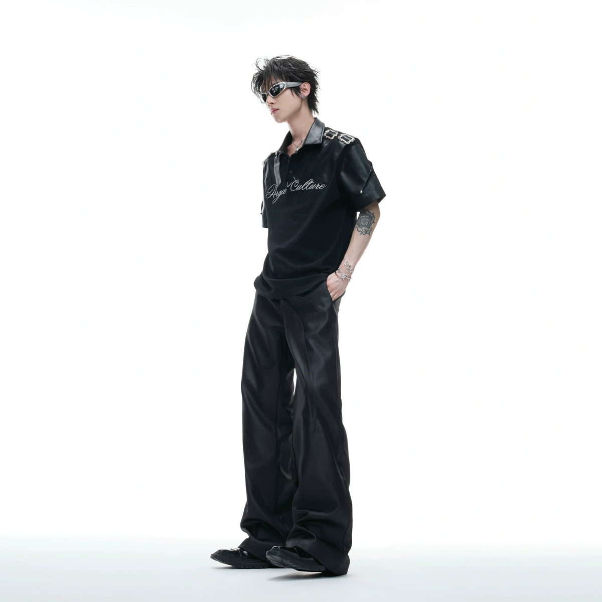 Embroidered Contrast-Collar Relaxed Polo Shirt - main image 5