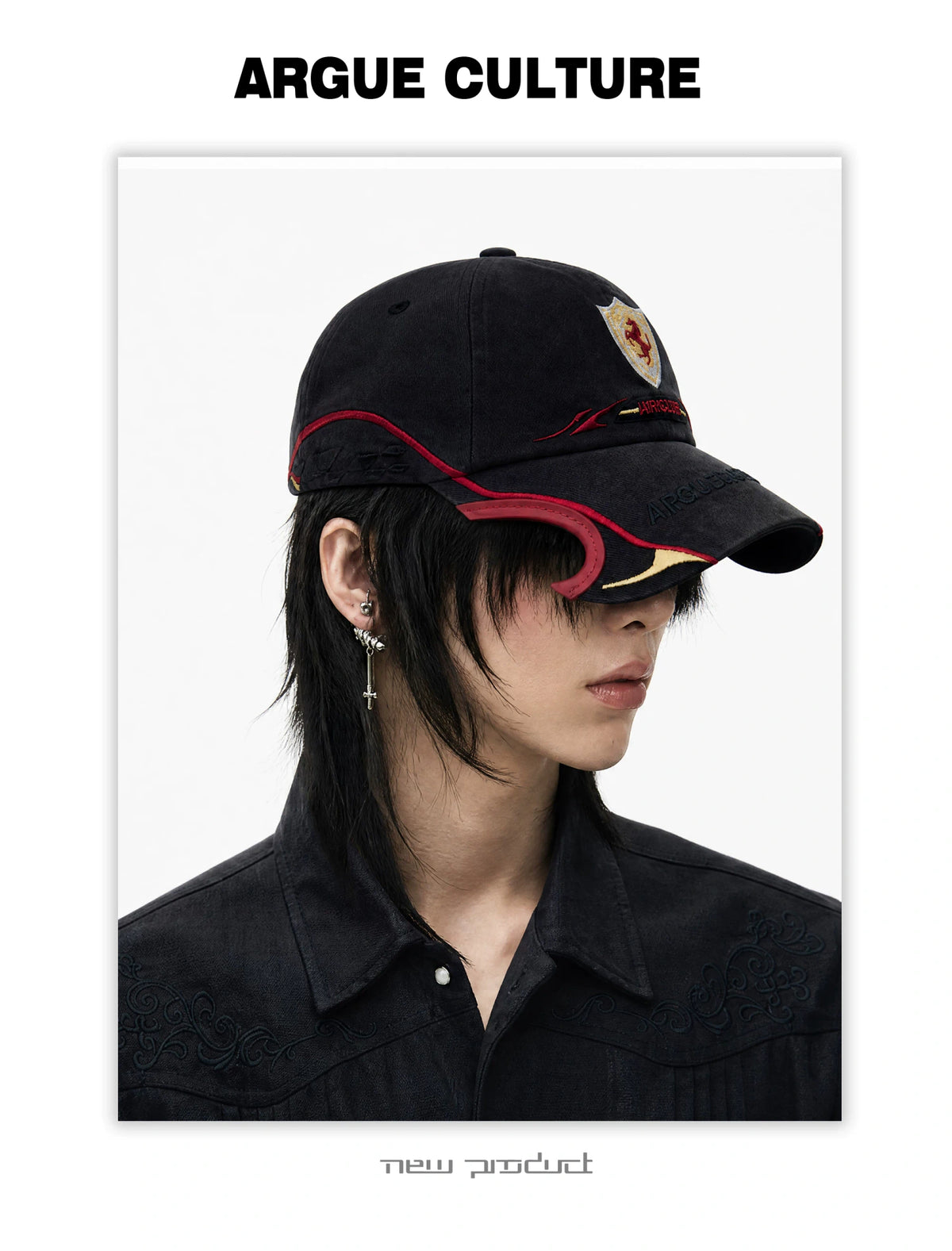 Embroidered Racing Baseball Cap in Washed Cotton Twill - description image 3