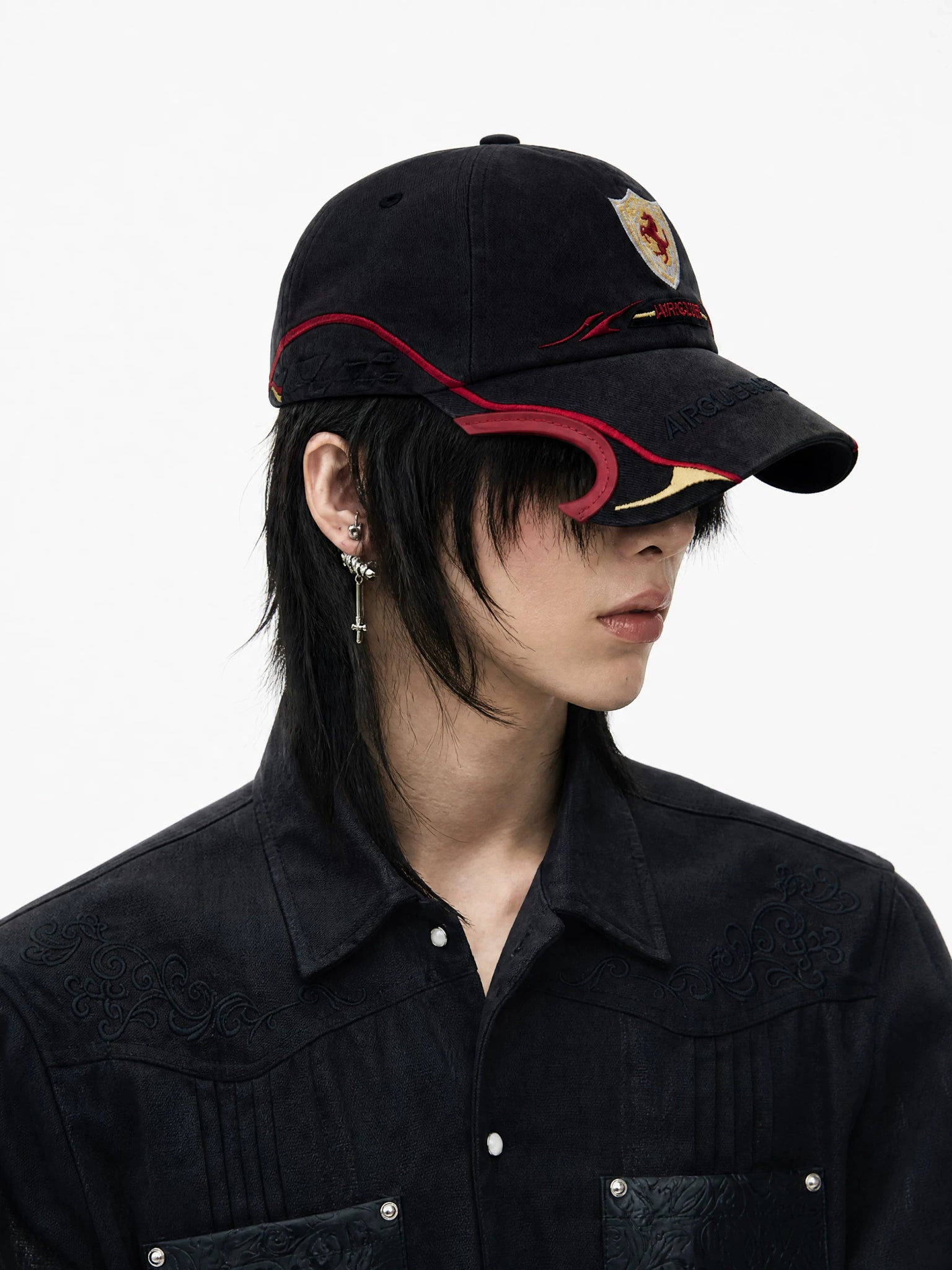 Embroidered Racing Baseball Cap in Washed Cotton Twill - main image 3