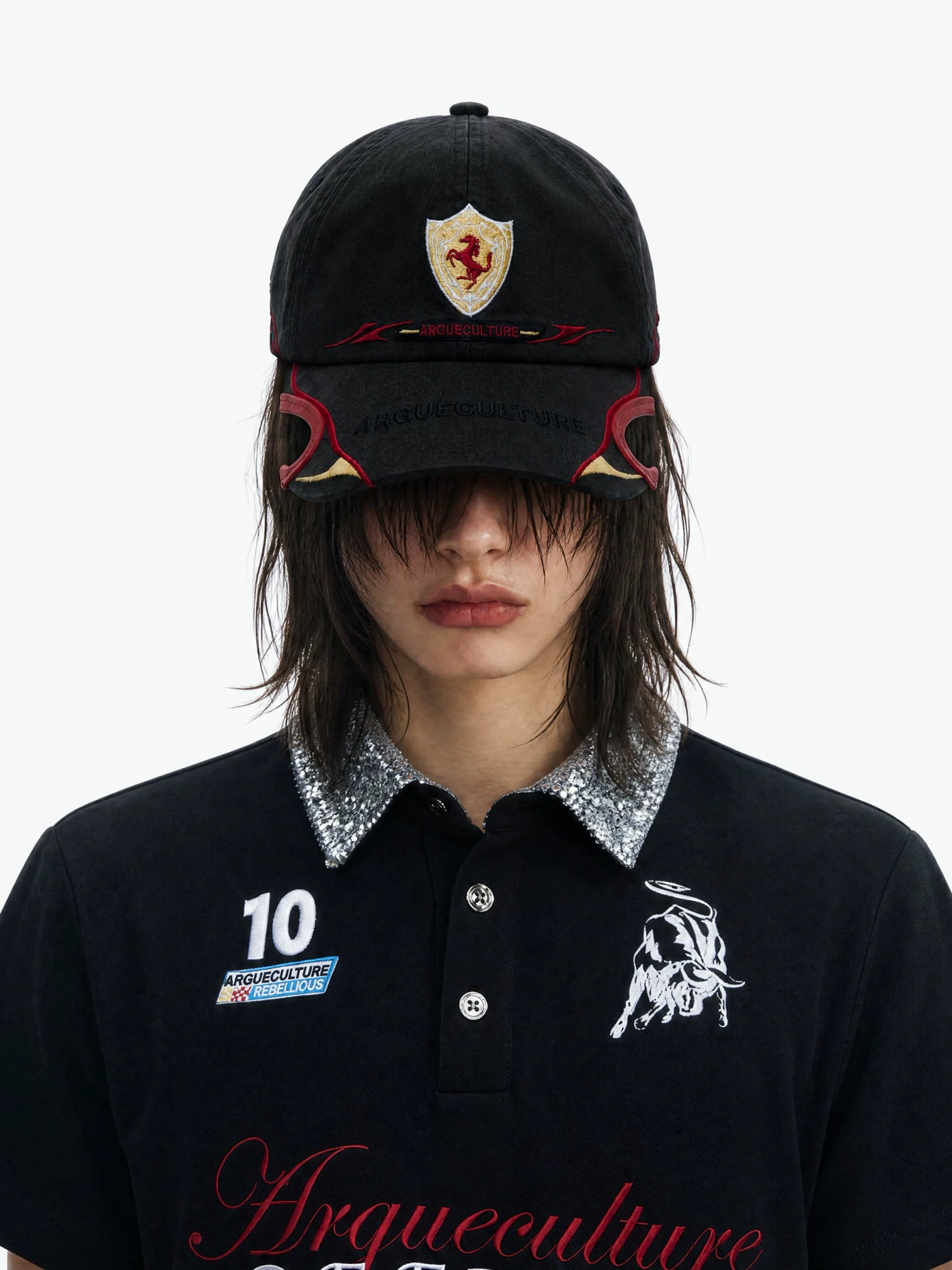 Embroidered Racing Baseball Cap in Washed Cotton Twill - main image 4