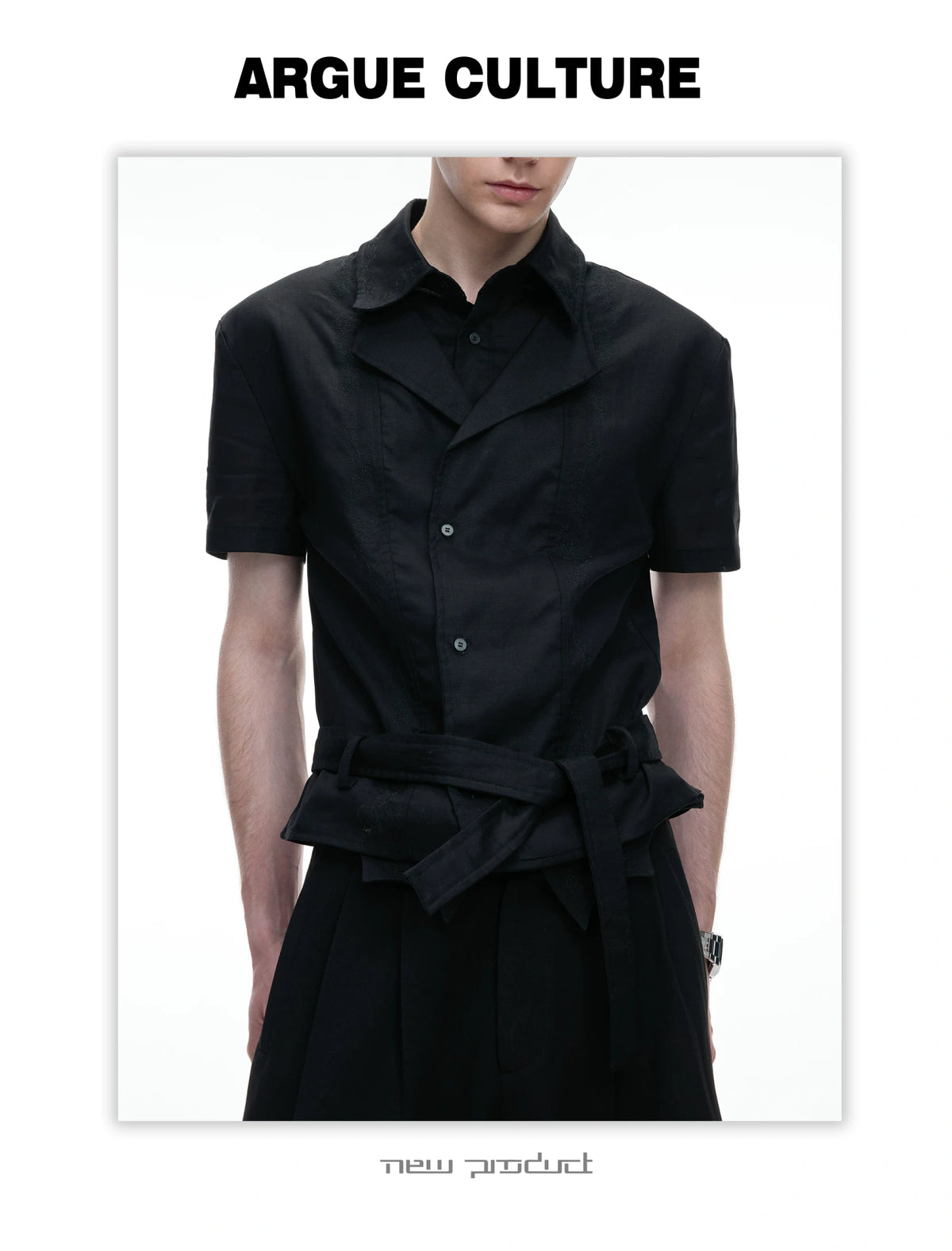 Relaxed Linen-Blend Embroidered Shirt with Spread Collar - description image 6
