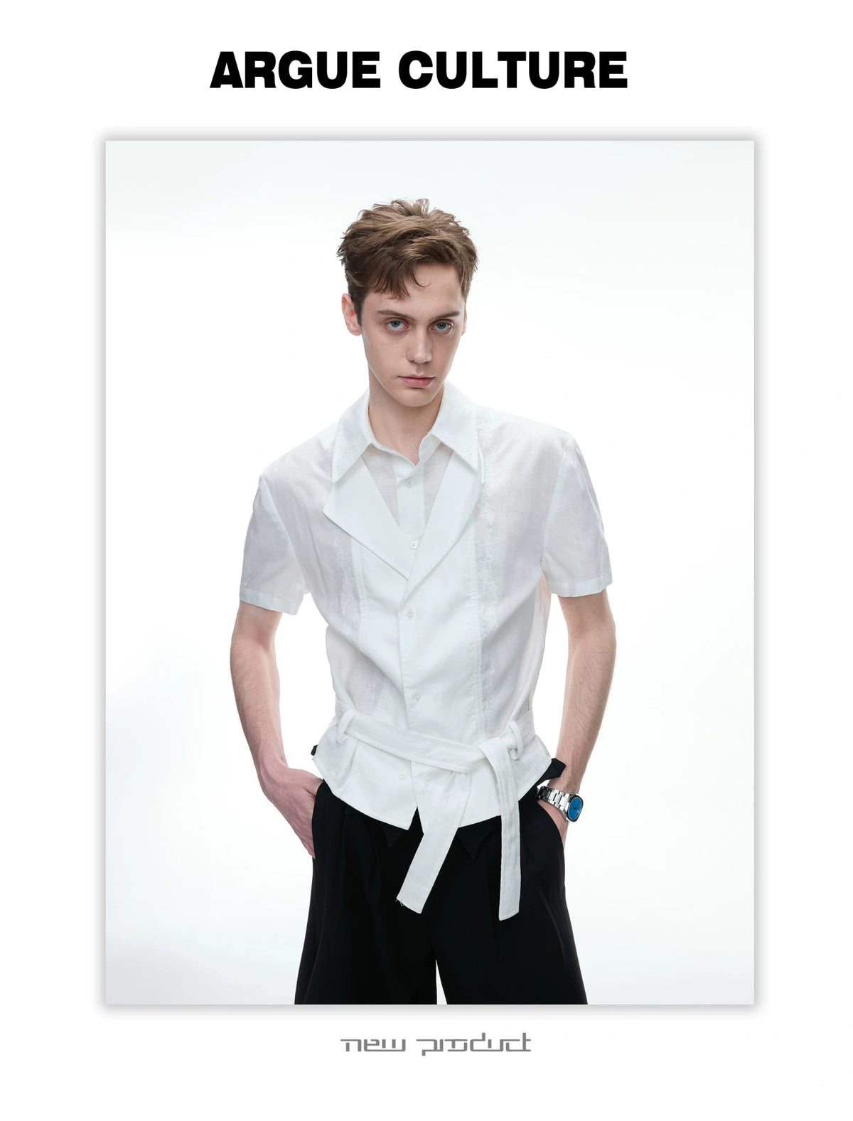 Relaxed Linen-Blend Embroidered Shirt with Spread Collar - description image 11