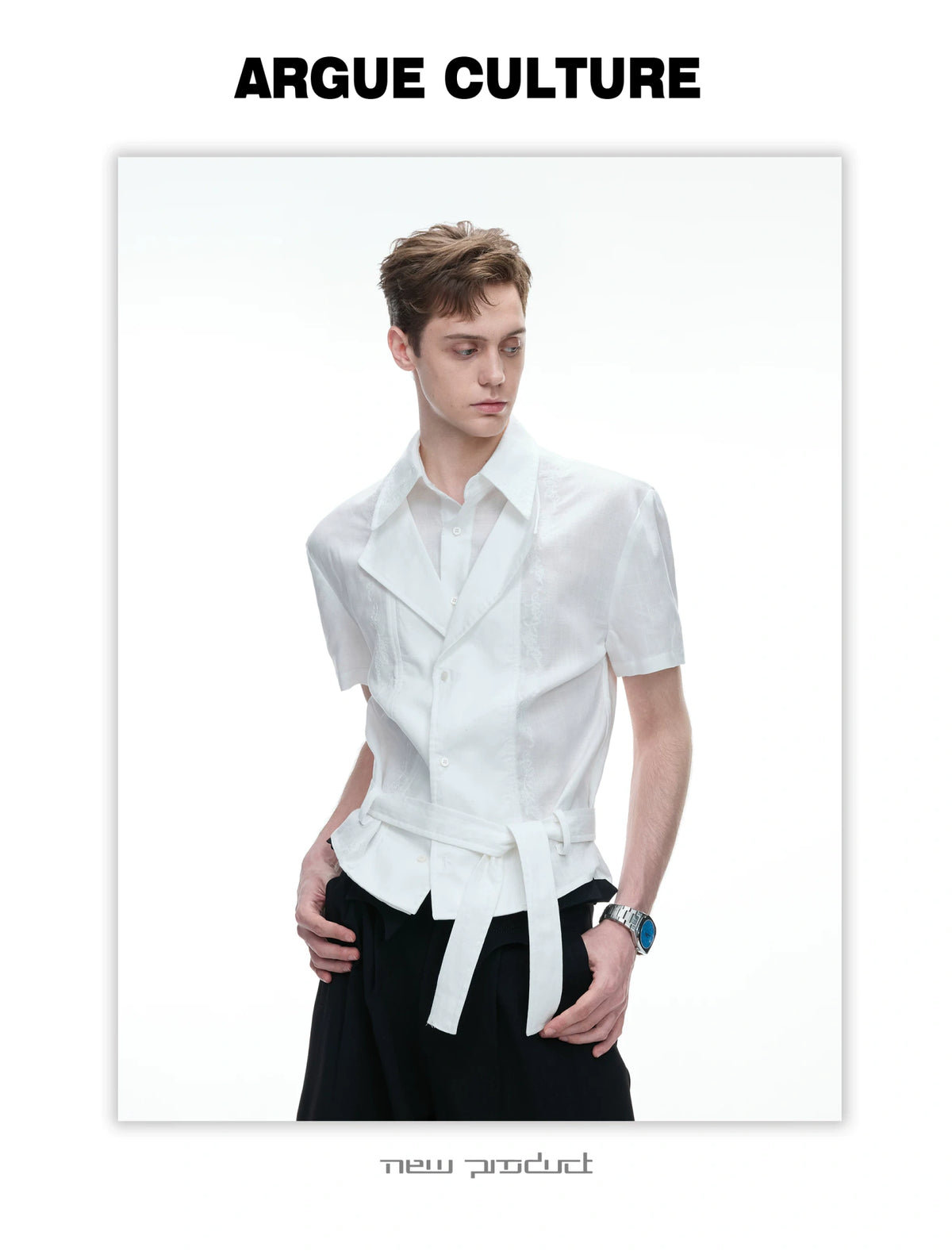 Relaxed Linen-Blend Embroidered Shirt with Spread Collar - description image 12