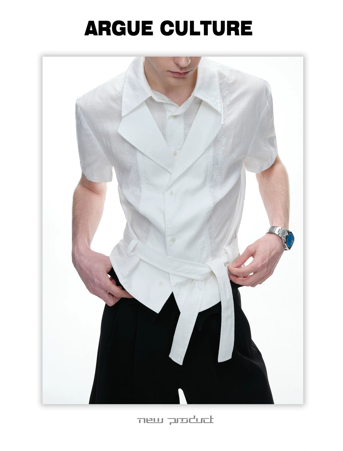 Relaxed Linen-Blend Embroidered Shirt with Spread Collar - description image 13