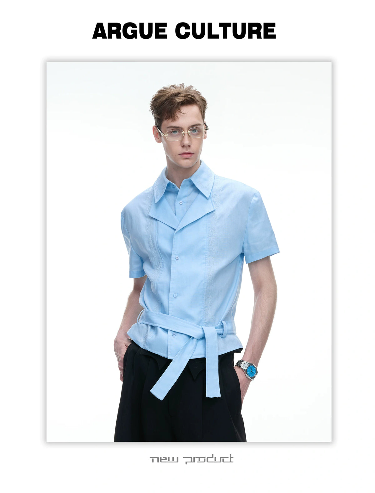 Relaxed Linen-Blend Embroidered Shirt with Spread Collar - description image 18