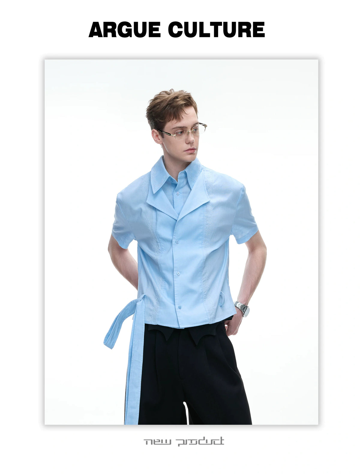 Relaxed Linen-Blend Embroidered Shirt with Spread Collar - description image 21