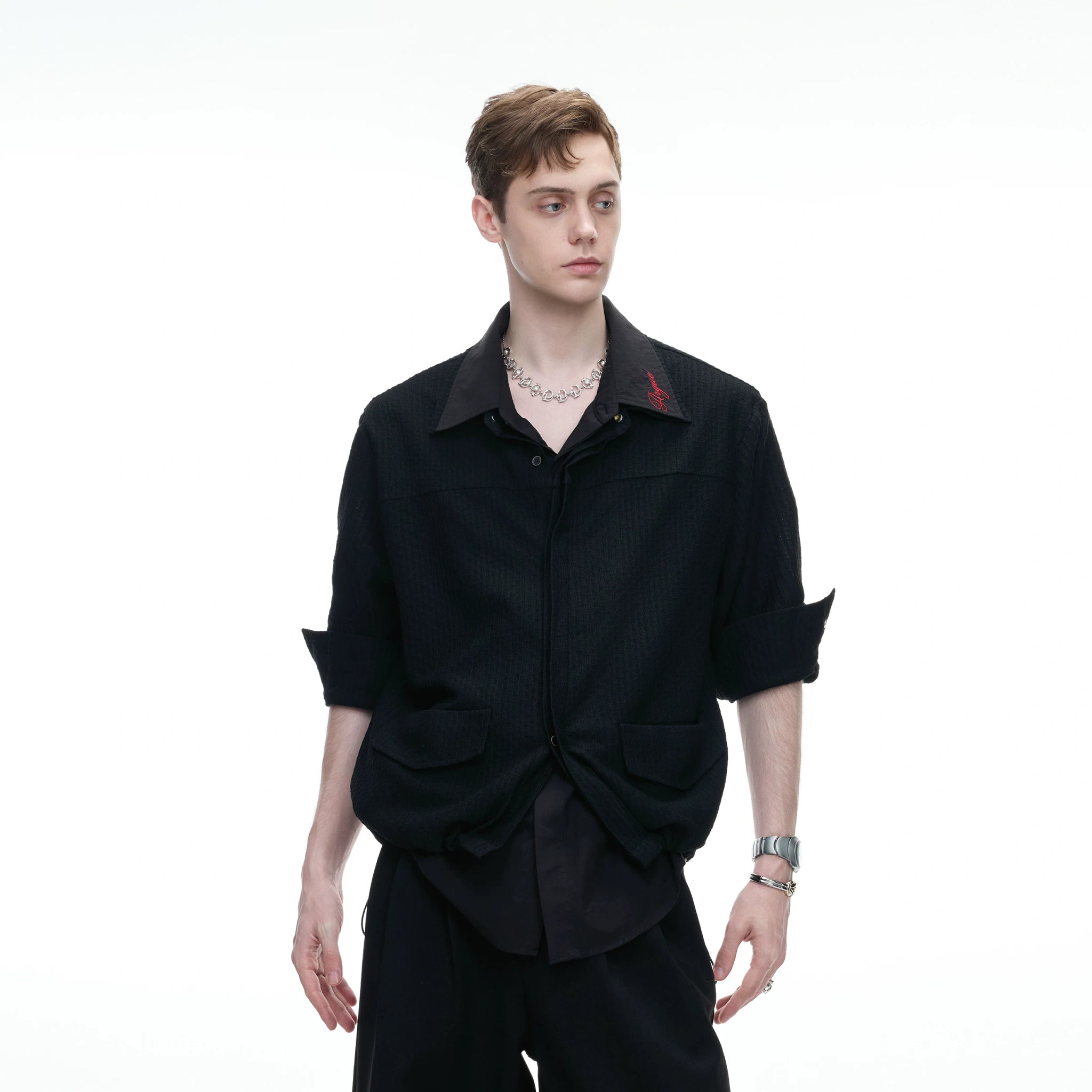 Layered Panel Button Shirt | Dark Street Style - main image 3
