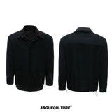 Layered Panel Button Shirt | Dark Street Style - Black