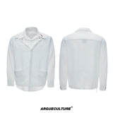 Layered Panel Button Shirt | Dark Street Style - White