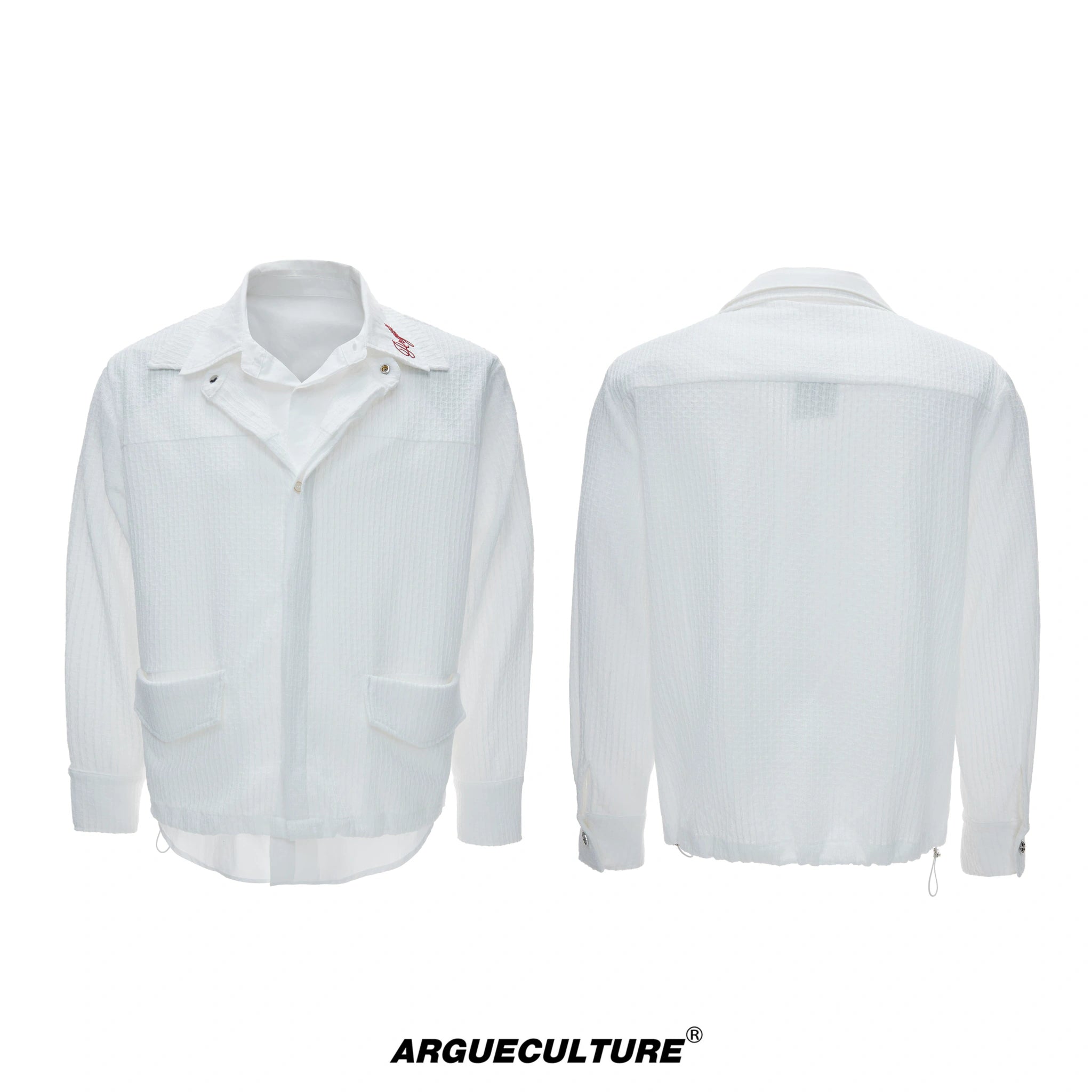 Layered Panel Button Shirt | Dark Street Style - White