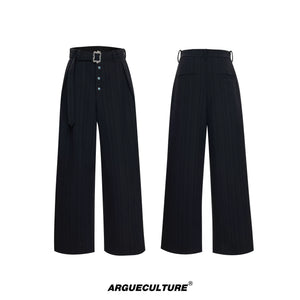 High-Waisted Straight-Leg Wide Pants for Streetwear - 1479 Black