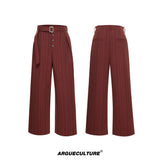 High-Waisted Straight-Leg Wide Pants for Streetwear - 1479 Red