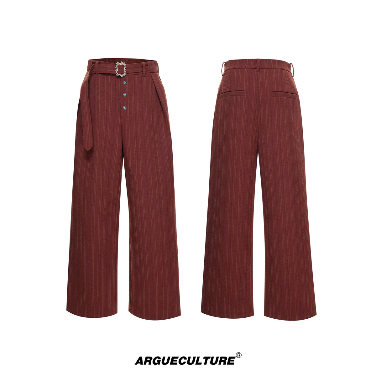 High-Waisted Straight-Leg Wide Pants for Streetwear - 1479 Red