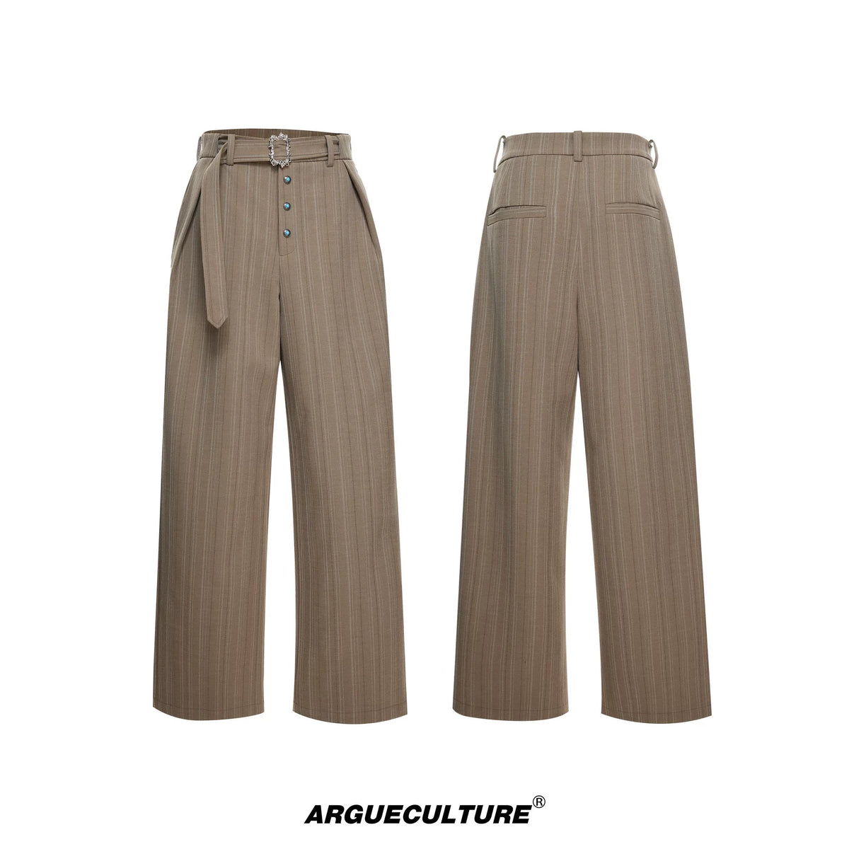 High-Waisted Straight-Leg Wide Pants for Streetwear - 1479 Khaki