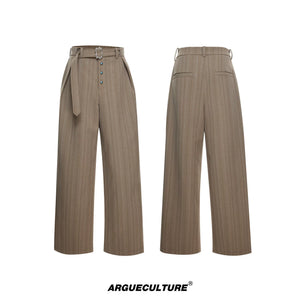 High-Waisted Straight-Leg Wide Pants for Streetwear - 1479 Khaki