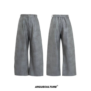 High-Waisted Straight-Leg Wide Pants for Streetwear - 0936 Gray
