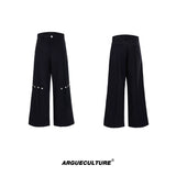 High-Waisted Straight-Leg Wide Pants for Streetwear - 6460 Black