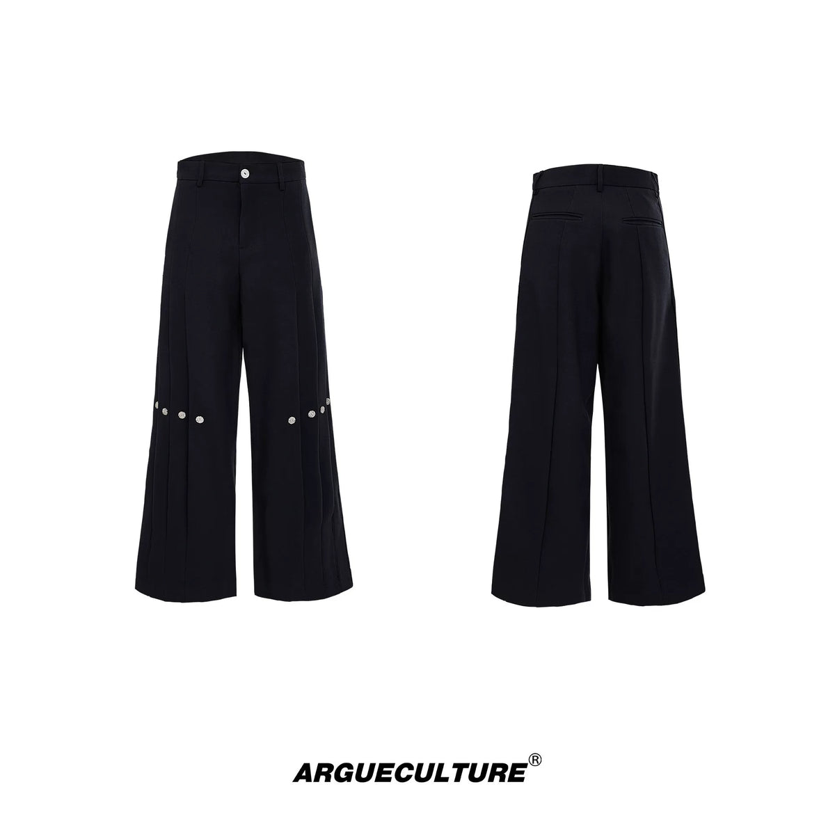 High-Waisted Straight-Leg Wide Pants for Streetwear - 6460 Black