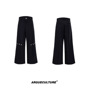 High-Waisted Straight-Leg Wide Pants for Streetwear - 6460 Black