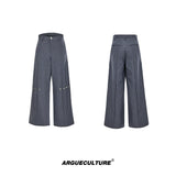 High-Waisted Straight-Leg Wide Pants for Streetwear - 6460 Gray