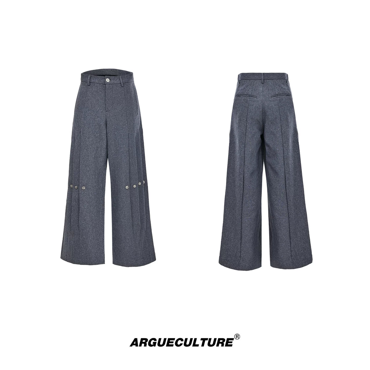 High-Waisted Straight-Leg Wide Pants for Streetwear - 6460 Gray