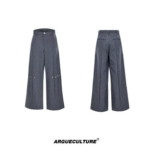 High-Waisted Straight-Leg Wide Pants for Streetwear - 6460 Gray