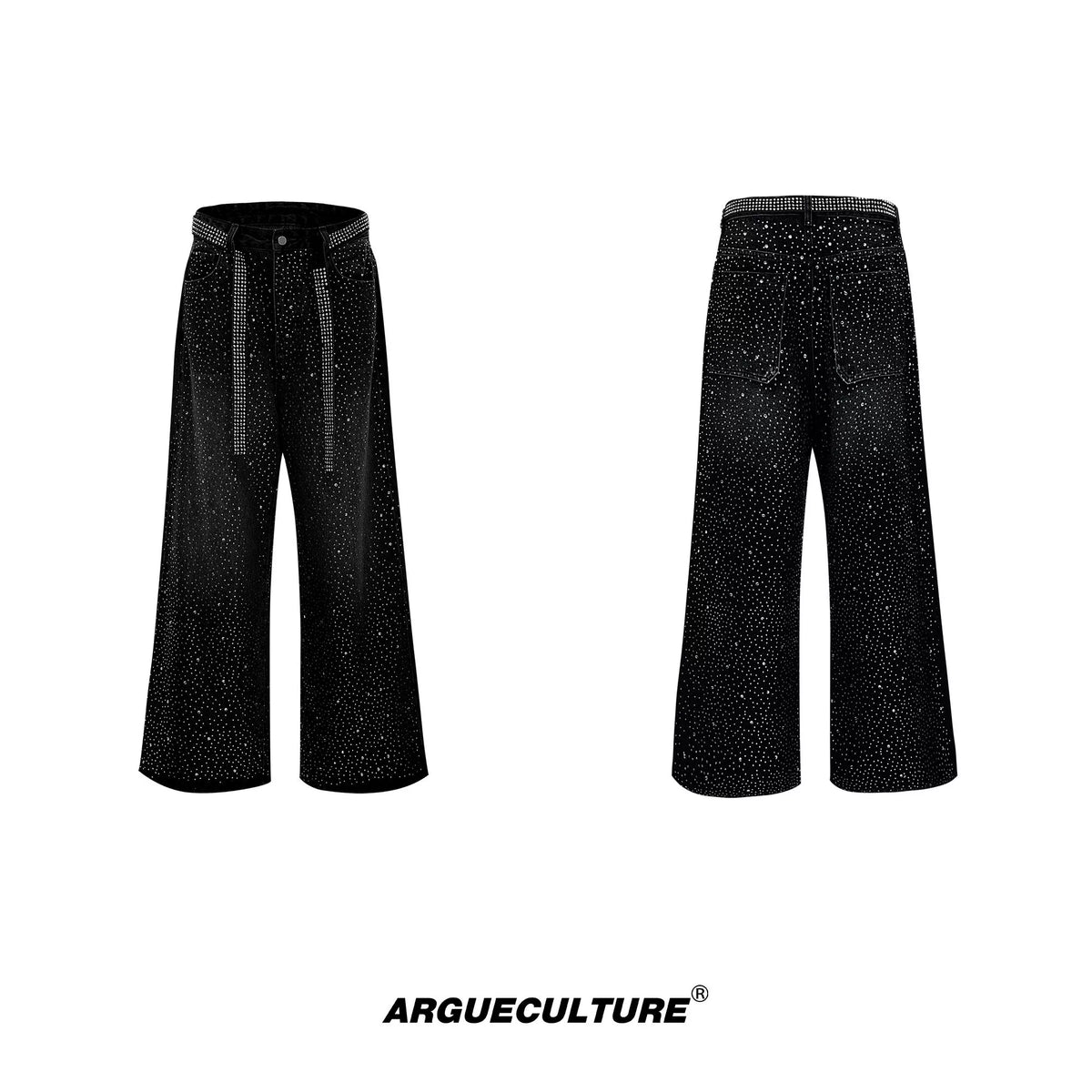 High-Waisted Straight-Leg Wide Pants for Streetwear - 6468 Black