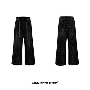High-Waisted Straight-Leg Wide Pants for Streetwear - 6468 Black