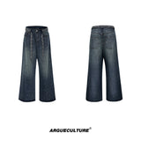 High-Waisted Straight-Leg Wide Pants for Streetwear - 6468 Blue