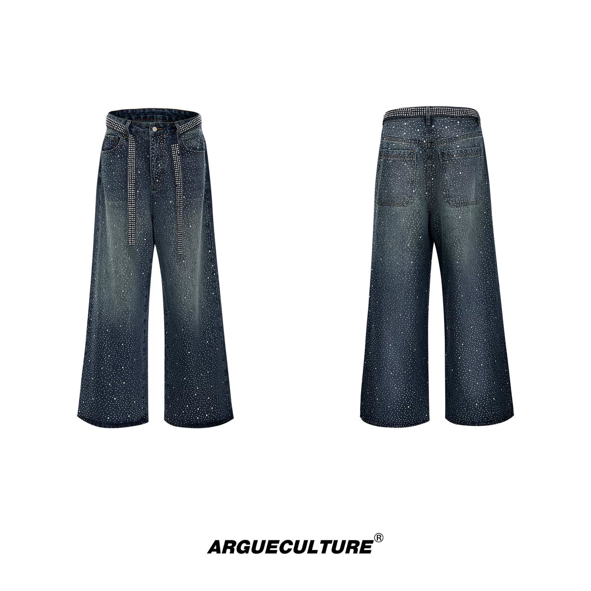 High-Waisted Straight-Leg Wide Pants for Streetwear - 6468 Blue