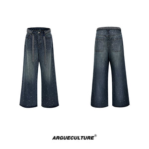 High-Waisted Straight-Leg Wide Pants for Streetwear - 6468 Blue