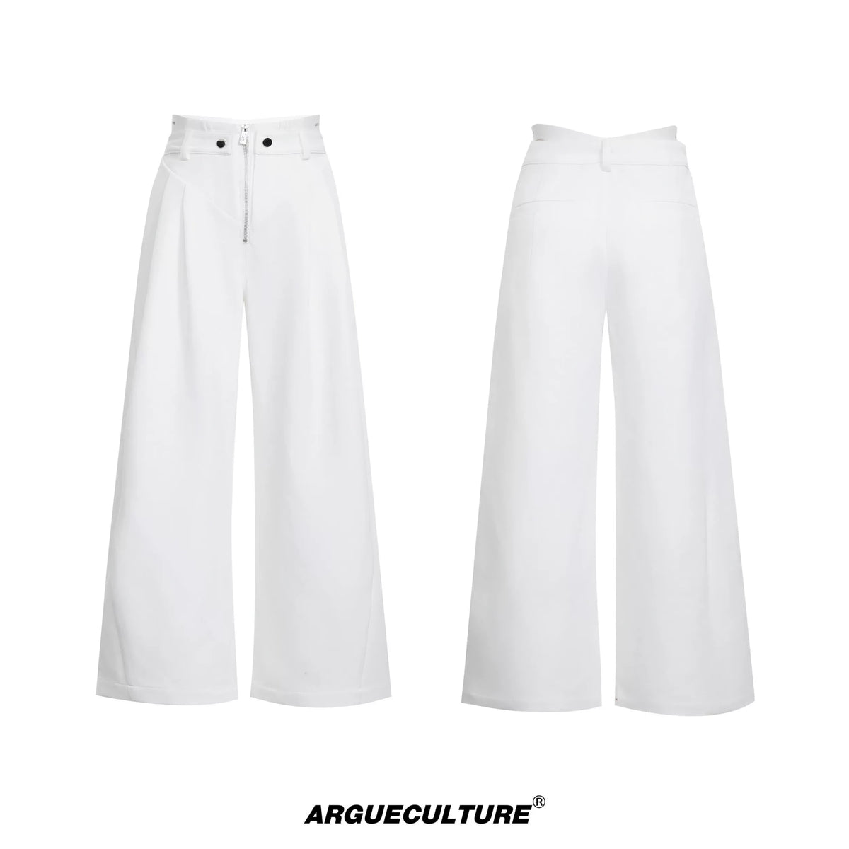 High-Waisted Straight-Leg Wide Pants for Streetwear - 0606 White