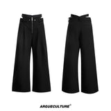 High-Waisted Straight-Leg Wide Pants for Streetwear - 0606 Black